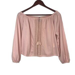 Divided H&M Pink Off The Shoulder Crochet Top